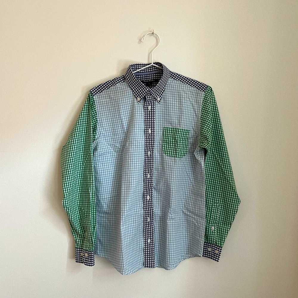 Brooks Brothers Boy's Large Button Up Multicolor Gingham Collage
